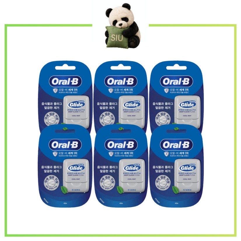 [Oral-B] Glide Pro-Health Mint Dental Floss 40m x 6 Smooth Waxed Floss Daily Oral Care