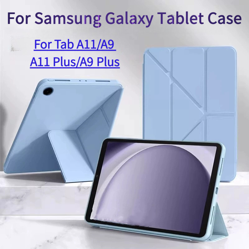 SAMSUNG สําหรับSamsung Tab A9/A11 กรณี 8.7 "SM-X110 X133 Galaxy Tab A9 Plus/A11 Plus SM-X210/230 11 นิ้วกรณีหนังTPU 3 + Y Multi-angleขาตั้งปลอกแท็บเล็ตนุ่มฝาครอบ