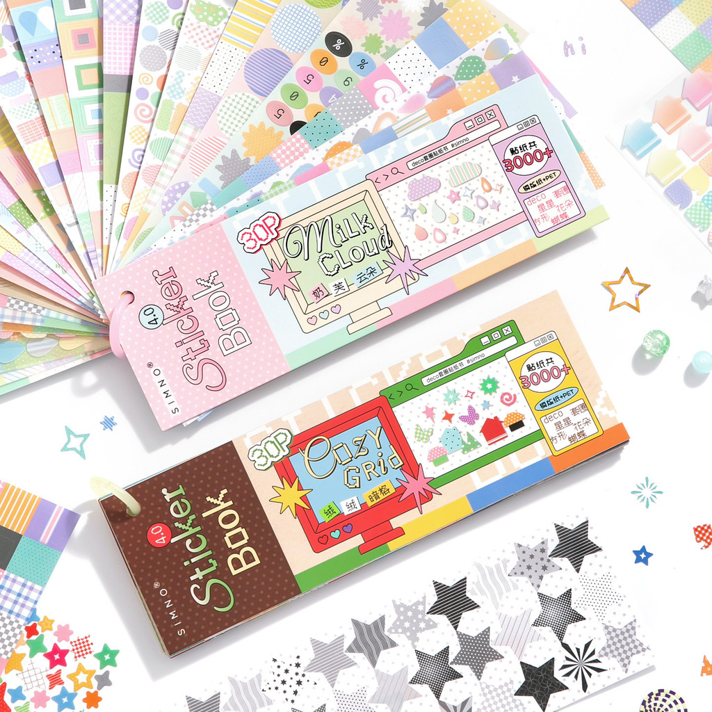 ไดลี่|30 ชิ้น/หนังสือ Lattice Stripe Theme การ์ดสีสติกเกอร์หนังสือคู่มือนักเรียน DIY All-Match สติกเกอร์ตกแต่งคู่มือฐานตกแต่งวัสดุปฏิบัติ