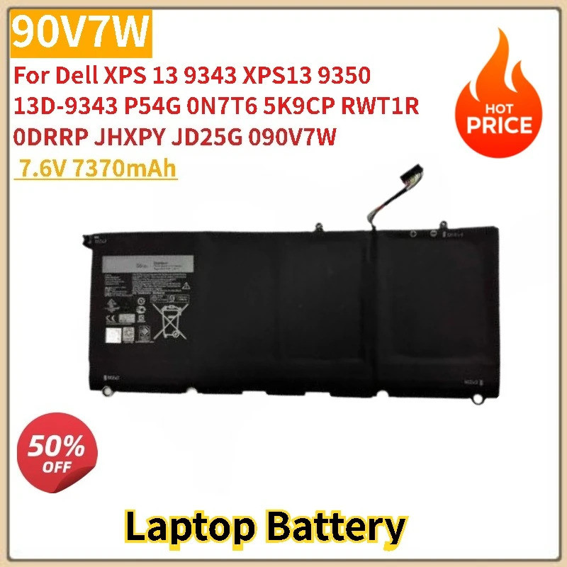 90V7W แบตเตอรี่แล็ปท็อป 7.6V 7370mAh สําหรับ Dell XPS 13D-9343 P54G 0N7T6 5K9CP RWT1R 13 93 XPS13 93