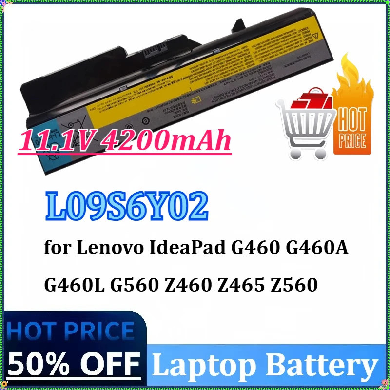 L09S6Y02 11.1V 4200MAhแบตเตอรี่แล็ปท็อปสําหรับLenovo IdeaPad G460 G460A G460L G560 Z460 Z465 Z560 Z5