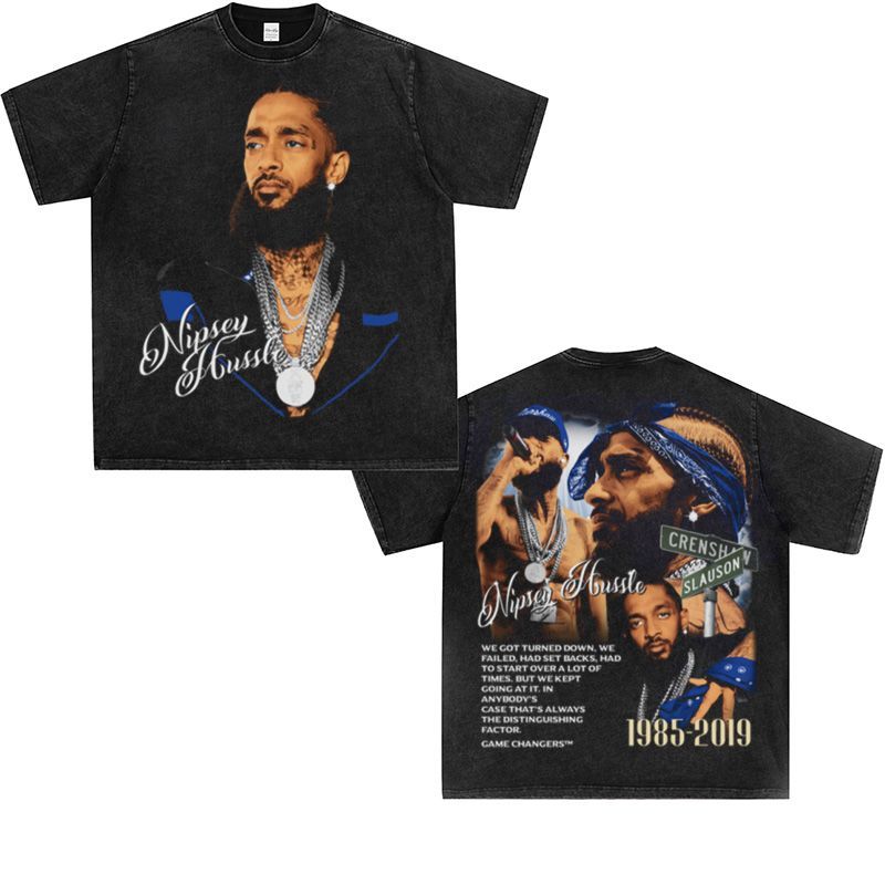 [มีสินค้า] เสื้อยืดแขนสั้นผ้าฝ้ายแท้สไตล์ฮิปฮอปอเมริกัน Nipsey Hussle ดีไซน์เท่ทันสมัย