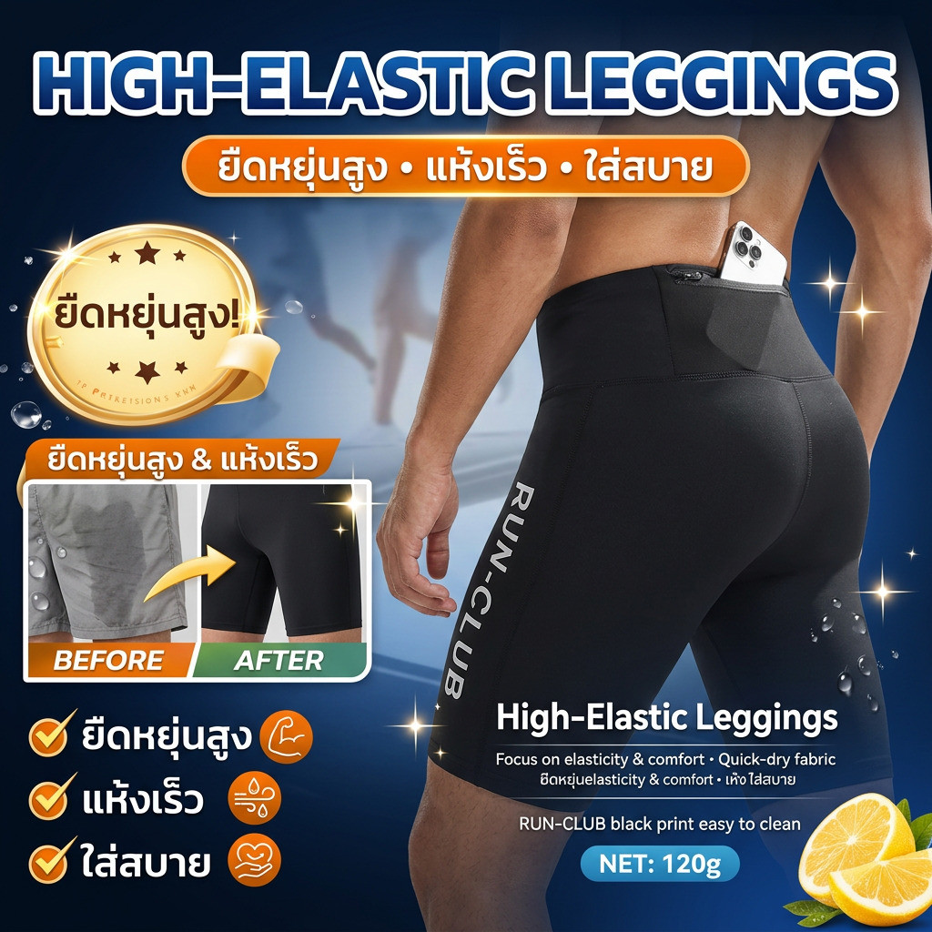 【แห้งเร็ว】HFH กางเกงรัดรูปชายหญิง/ยืดหยุ่นสูง/กางเกงออกกำลังกาย/กางเกงวิ่ง/แห้งเร็ว/สวมใส่สบาย