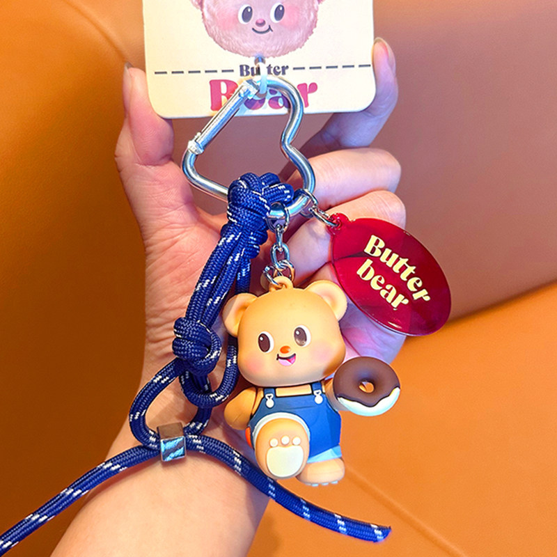 Butterbear Bear Donut พวงกุญแจน่ารัก Butterbear ตุ๊กตาการ์ตูนตุ๊กตาพวงกุญแจจี้
