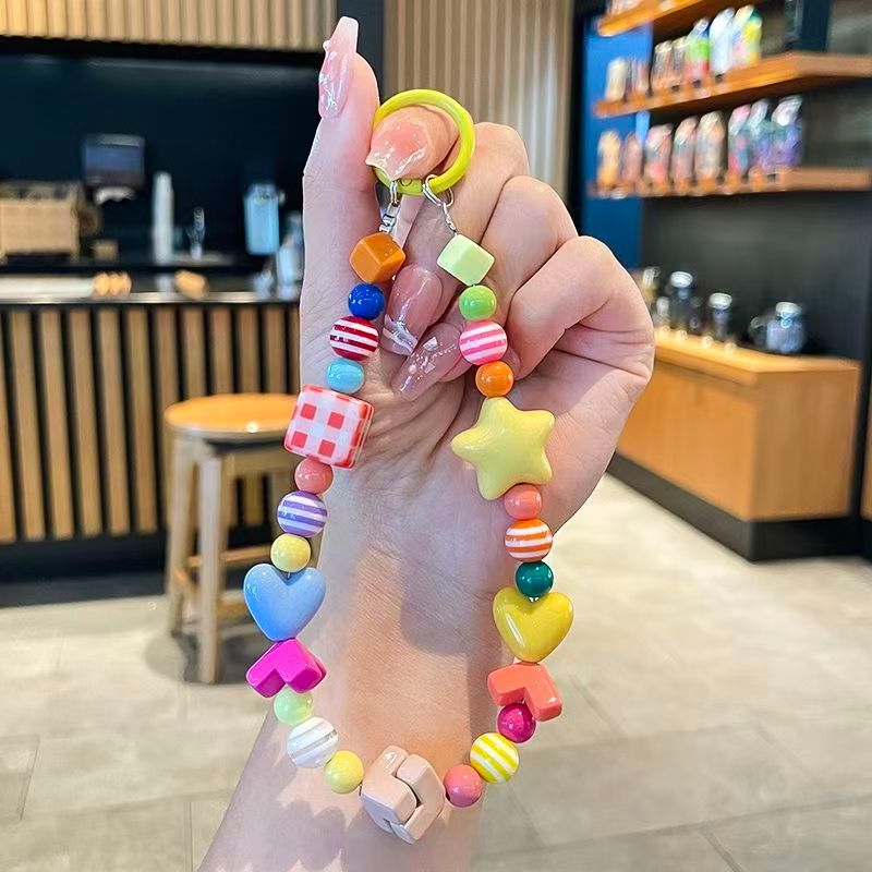 สี โดปามีน น่ารักแอปเปิ้ลสตริงลูกปัดโทรศัพท์มือถือโซ่จี้ ซีซีดี เชือกเส้นเล็กการ์ตูนกล้องจี้