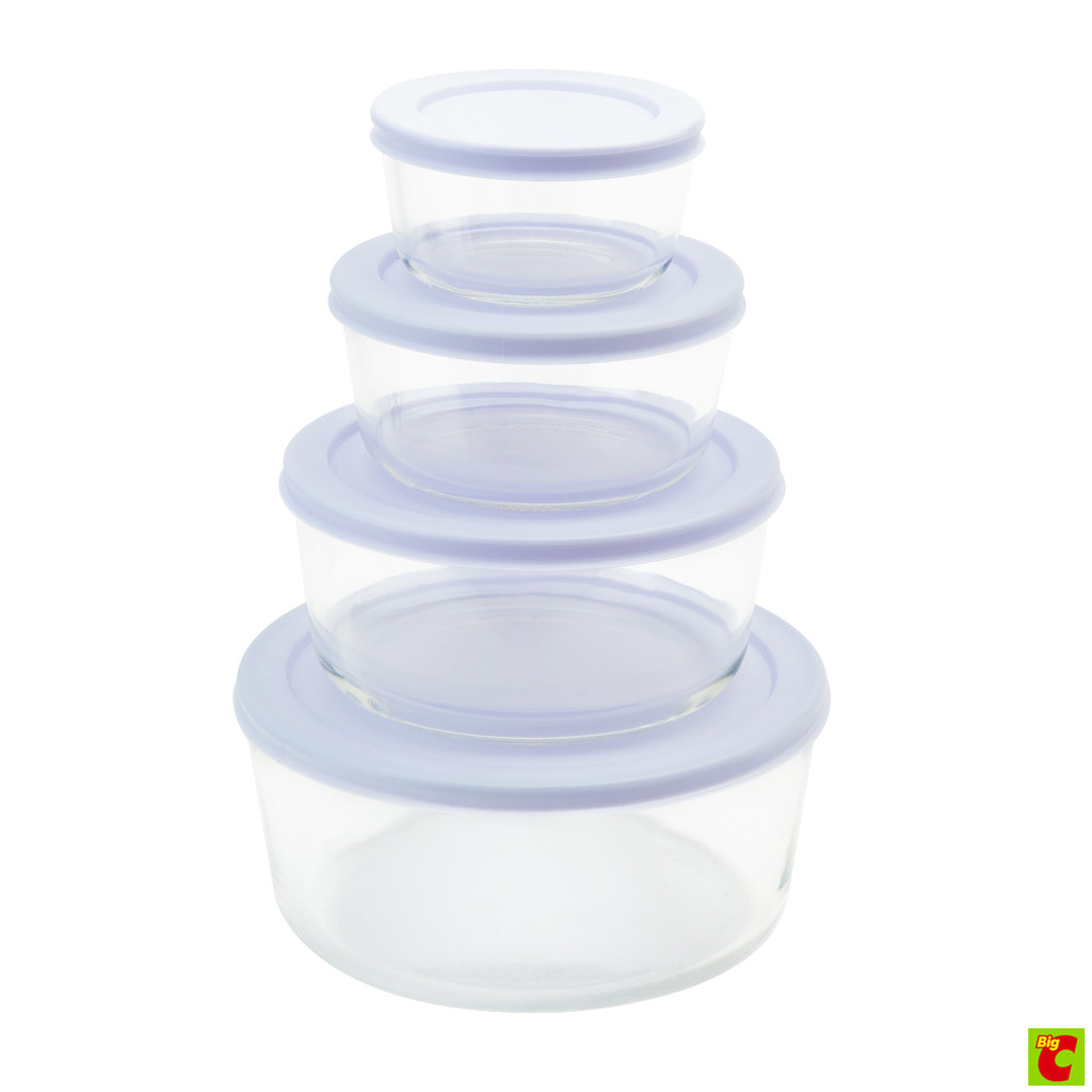 เบสิโค กล่องแก้วใส่อาหารทรงกลม รุ่น 3CSL4-2EL x 4 ใบ