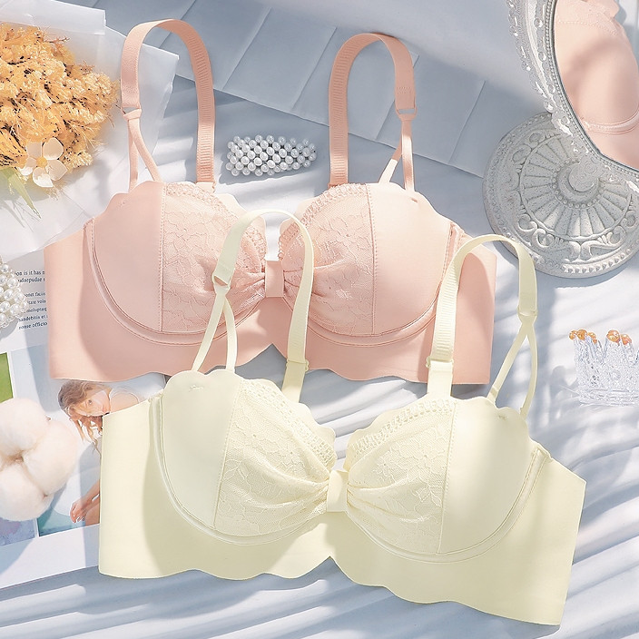 เสื้อชั้นในลูกไม้ผู้หญิง ดันทรงและยกทรง มีฟองน้ำหนา ไม่มีโครง ดีไซน์ลูกไม้ เซ็กซี่ สายเสื้อชั้นในยืดหยุ่น ไม่หลุด
