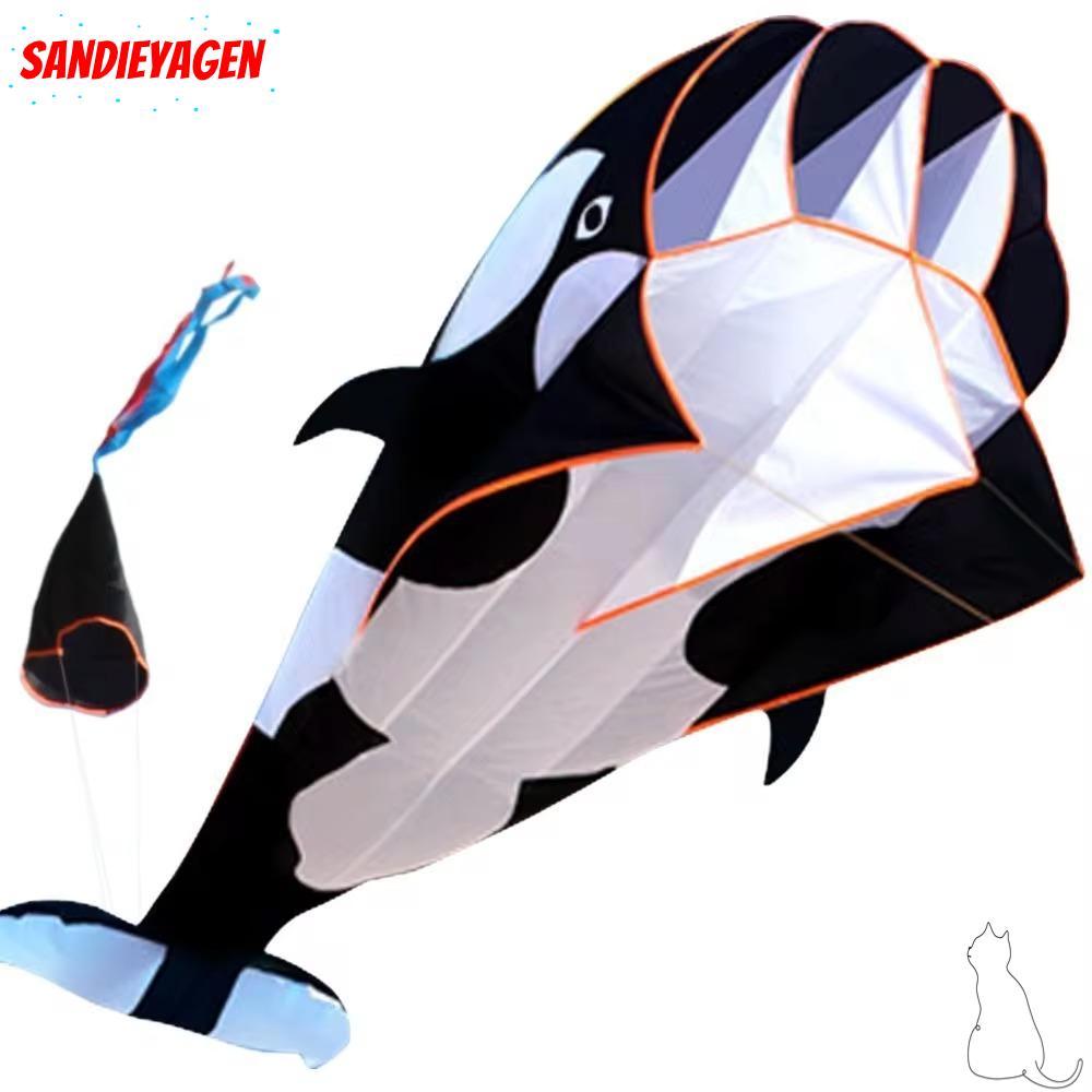 SANDIEYEAN ปลาวาฬขนาดใหญ่/Dolphin Kite, Single Line Good Flying Soft Kite, 2.2m Ripstop 100 เมตรว่าวสายพลาสติกบินของเล่นเด็กและผู้ใหญ่