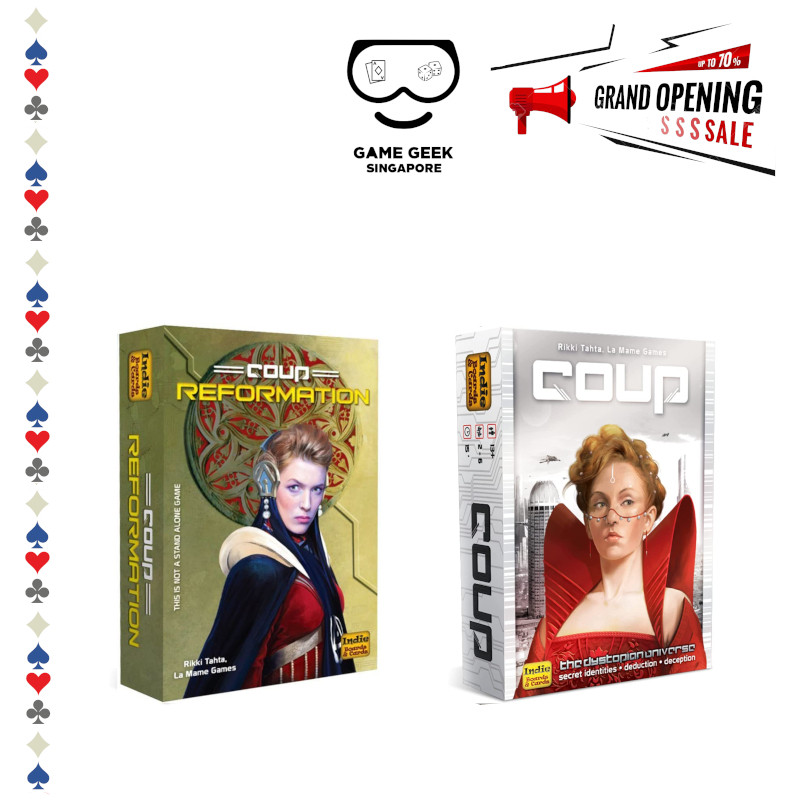 Coup (The Dystopian Universe) และ Coup Reformation (An Expansion) เกมกระดานการ์ดเกมภาษาอังกฤษ