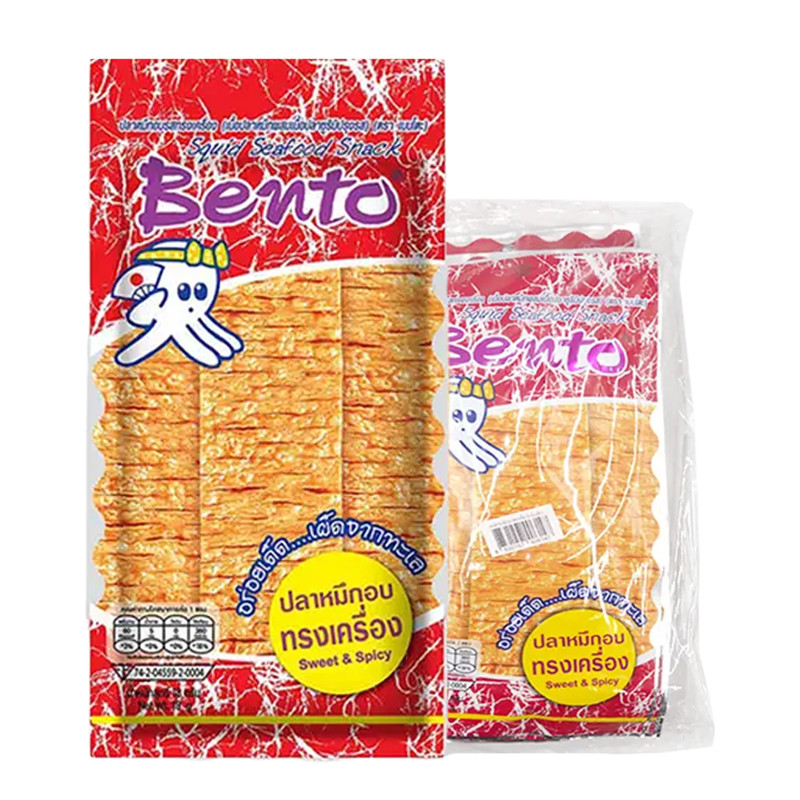 เบนโตะ ปลาหมึกอบทรงเครื่อง 18 ก. x 6 (BENTO Squid Sweet & Spicy 18 g x 6)