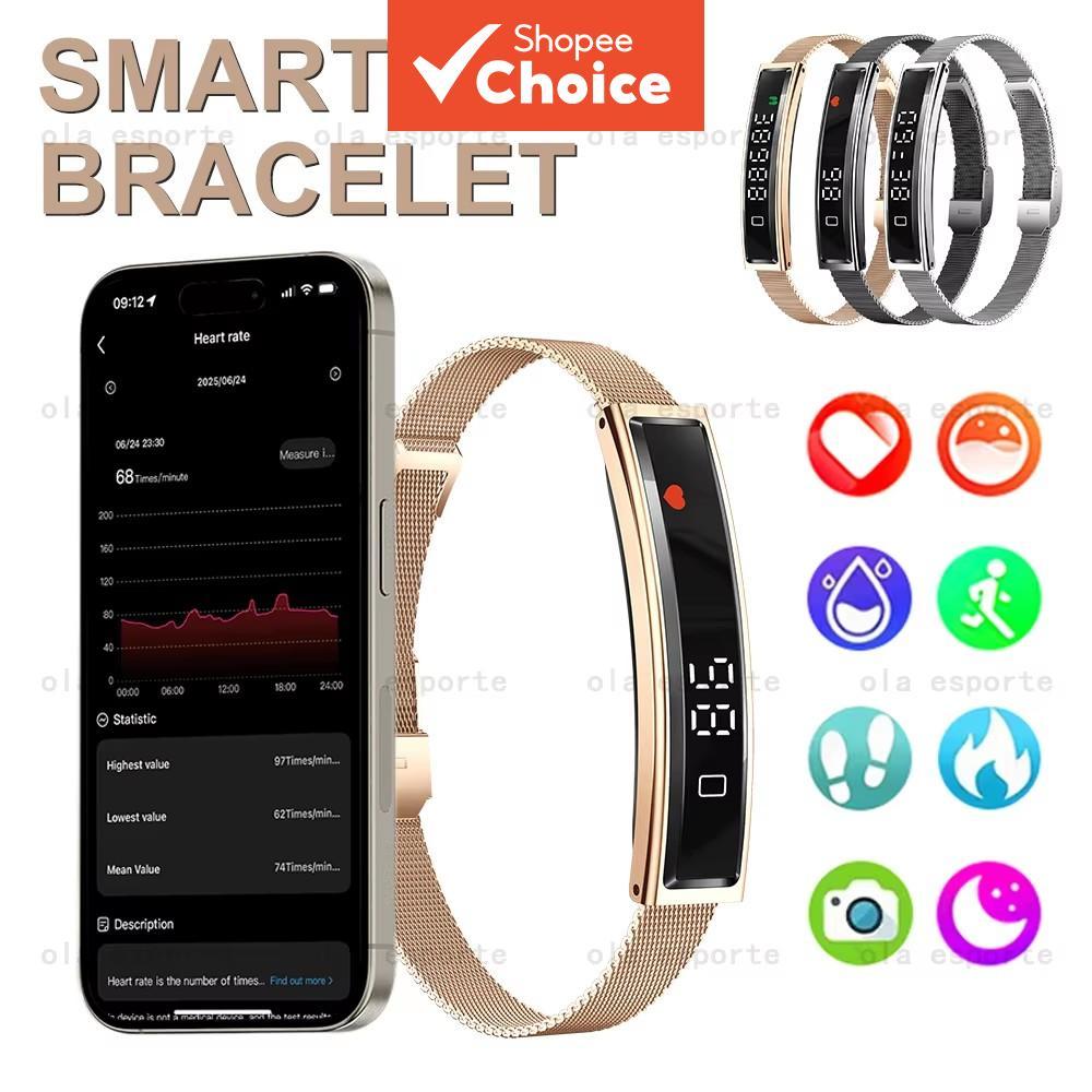 สมาร์ทวอทช์รุ่นใหม่ วัดจํานวนก้าว สุขภาพ สมาร์ทแบนด์ สําหรับผู้หญิงและผู้ชาย กีฬา ฟิตเนส กันน้ํา ตรวจสอบอัตราการเต้นของหัวใจ ตรวจสอบการนอนหลับ สายรัดข้อมือ