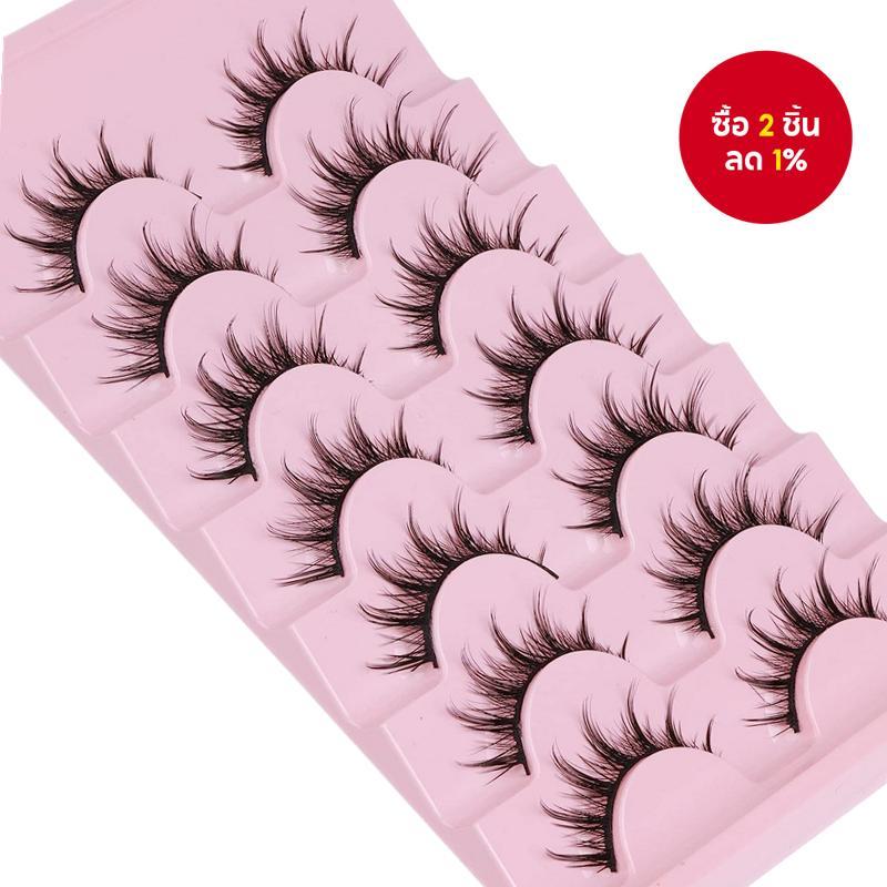 7 คู่ Vegan Mango Eye 8D Natural Lashes, Handmade สีดํา, น้ําหนักเบาและสวมใส่สบาย