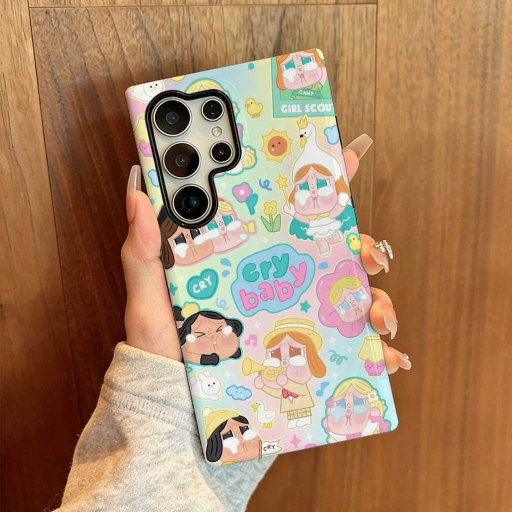 SAMSUNG น่ารักการ์ตูนรูปแบบสาวกันกระแทกS23UltraกรณีเทียบสําหรับSamsung S22 S23 S24 Ultra S24FE 25FE S25eDgeปลอกกันกระแทกS25 Plus S25ultra A55 a56 A36 ฝาครอบ
