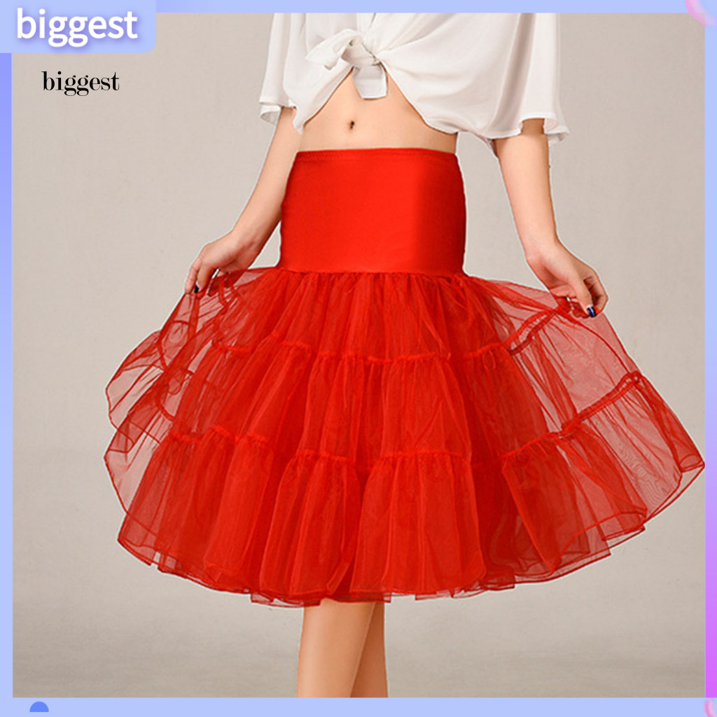 BGT เจ้าสาว Petticoat สีทึบหลายชั้นดูผ่านตาข่าย Big Hem คอสเพลย์ Vintage เอวสูงงานแต่งงาน Crinoline 