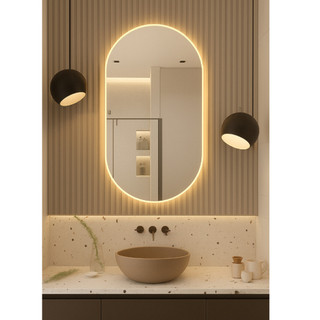 ESPELHO OVAL COM LED LUZ QUENTE E FRIA  80X50 CM - ENVIO RÁPIDO