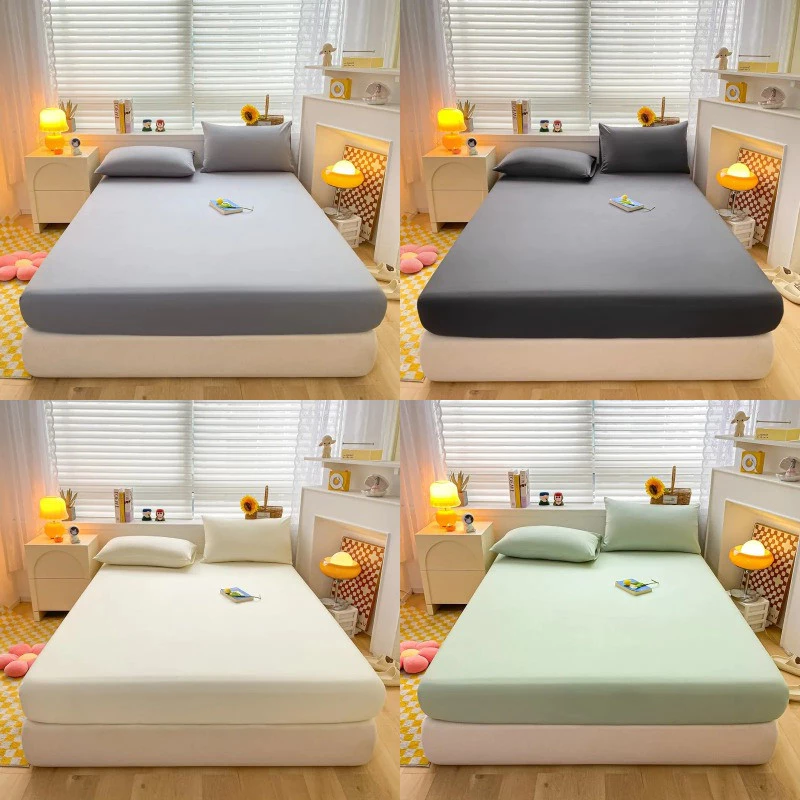 ชุดผ้าปูที่นอนสีพื้น กันไรฝุ่น ขนาด 4, 5, 6, 7 ฟุต ไม่มีปลอกหมอน ผ้านุ่ม นอนสบาย