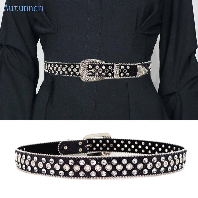 AUTU Cowgirl เข็มขัดสไตล์เวสเทิร์น มีคริสตัลระยิบระยับ เหมาะสำหรับกางเกงยีนส์