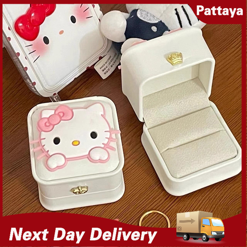 กล่องเครื่องประดับลายการ์ตูนคิตตี้ กล่องเก็บสร้อยคอแหวน กล่องของขวัญเครื่องประดับสุดหรูและประณีต