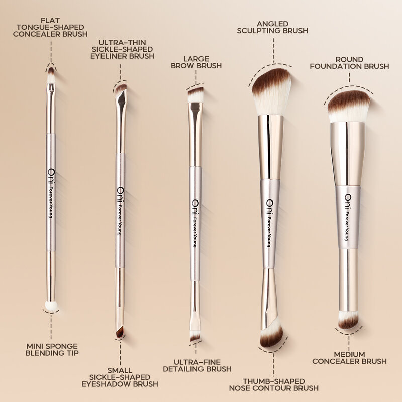 Oni Dual-Ended Brow Filler & Detail Brush #Champagne แปรงแต่งคิ้ว 2 หัวโอนิ สีแชมเปญ ขนนุ่มแน่น. - รูปที่ 2