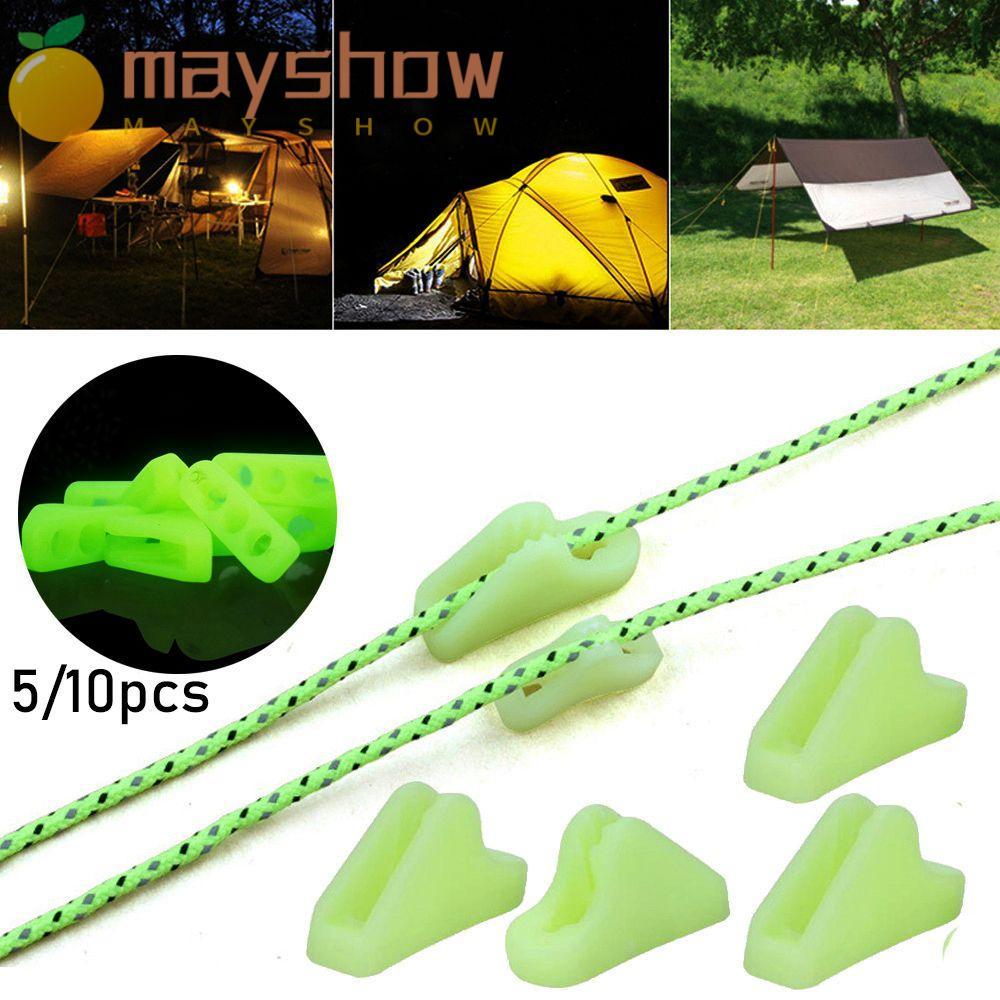 MAYSHOW 5/10 ชิ้นลมเชือกหัวเข็มขัดกันสาด Wigwam Adjuster Luminous เต็นท์กันสาด Camping Mountain กระช