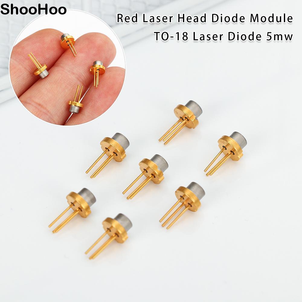 SHOOHOO 1/2/5/10 ชิ้นหัวเลเซอร์สีแดง 5MW 5mw 650nm 2.2V TO-18 เลเซอร์ไดโอด