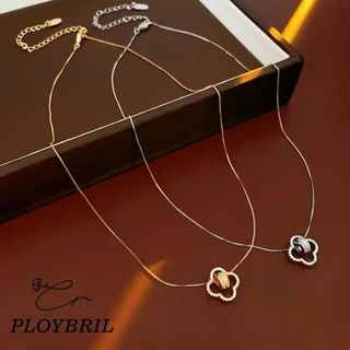 PLOYBRIL ใหม่ สร้อยคอแฟชั่น ประดับเพทาย รูปดอกไม้สี่แฉก หรูหรา X030