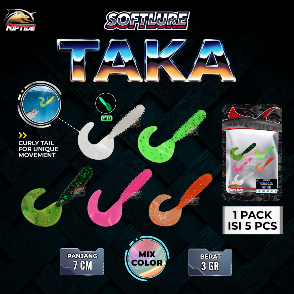 RIPTIDE TAKA SOFT LURE CURLY TAIL CASTING Fishing BAIT SOFT LURE LENGTH 7 CM ULTRALIGHT AJING GAME V