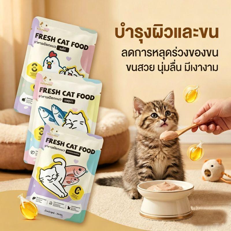 【Ketzuzu】70G*12แพ็ค อาหารเปียกแมว อาหารเปียกแมวครบคุณค่า สุขภาพดี ไม่แต่งสีแต่งกลิ่น เหมาะกับแมวทุกสายพันธุ์