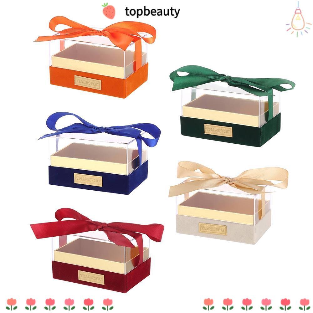 Topbeauty Bow Present Box, กล่องของขวัญมือแต่งงานโปร่งใสอะคริลิค, กล่องของขวัญวันวาเลนไทน์หรูหราเบาๆ