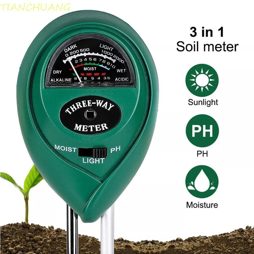 TIANCHUANG เครื่องวัดความชื้นในดิน, 3 in1 PH Tester เครื่องตรวจจับดิน, เครื่องวัดความชื้นสวนมือชื้นทดสอบระดับ pH ดินสวน