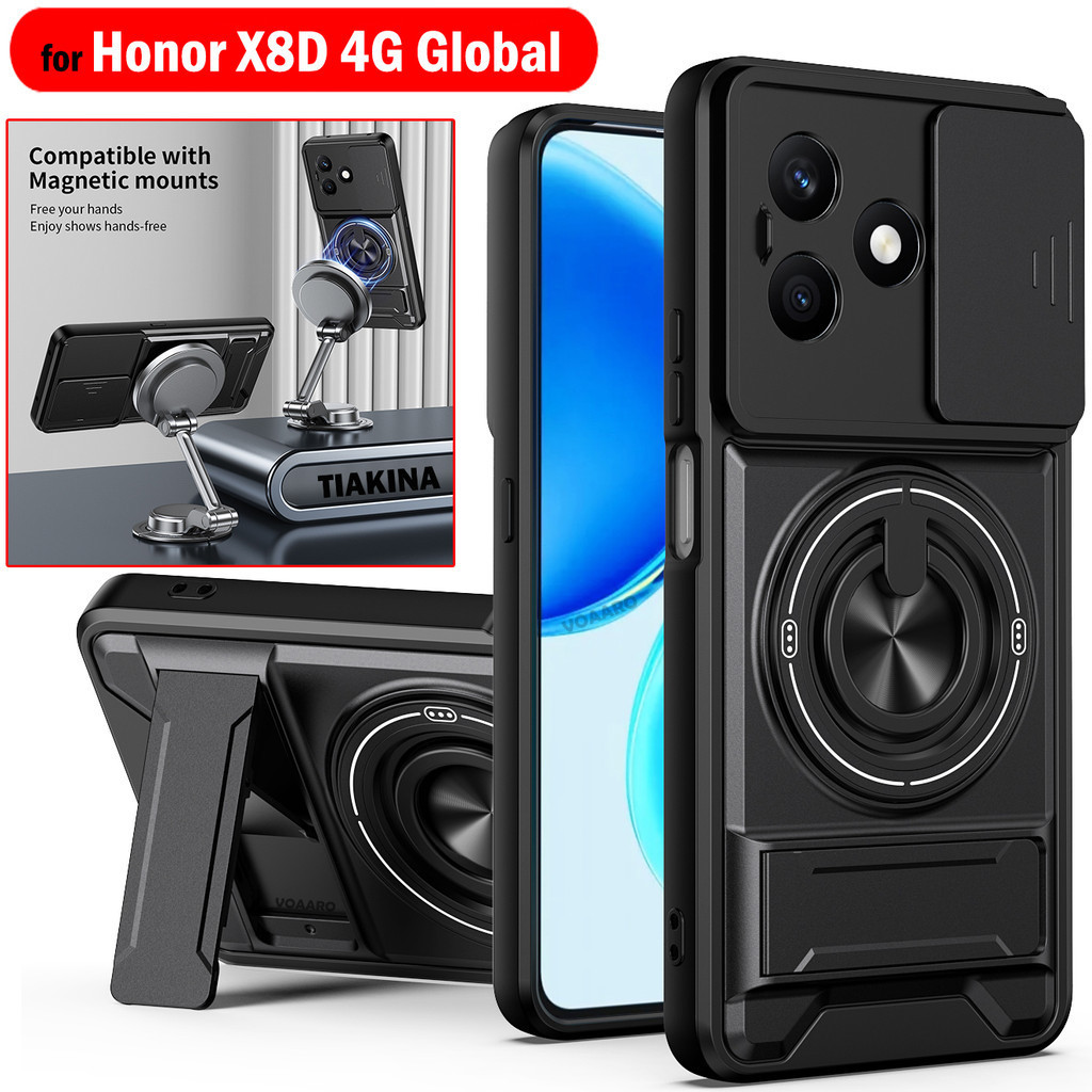 สไลด์เลนส์ Funda สําหรับ Honor X8D 4G Global กรณีหมุนแหวนแม่เหล็กสําหรับ Honor X8D 4G กรณีพับ Kickst