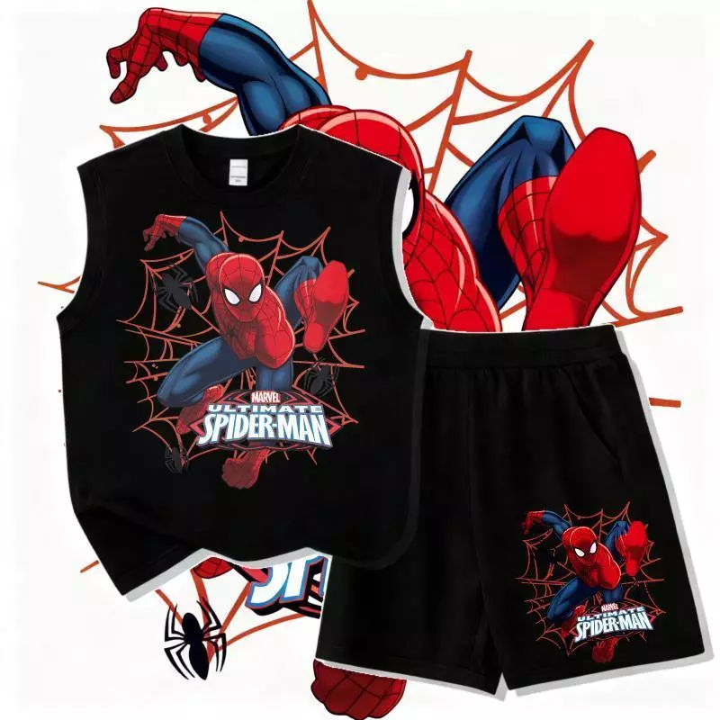 (24Hจัดส่ง)TIMI CODUltimate Spider-Man ชุดเซตเด็ก เสื้อกล้ามสีขาว + กางเกงขาสั้น ฤดูร้อนใส่เย็นสบาย#ชุดเด็ก #สไปเดอร์แมน