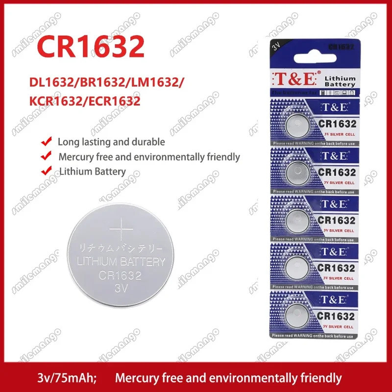 Eunicell 3V 125mAh CR1632 เหรียญเซลล์แบตเตอรี่ CR 1632 DL1632 BR1632 LM1632 ECR1632 แบตเตอรี่ลิเธียม