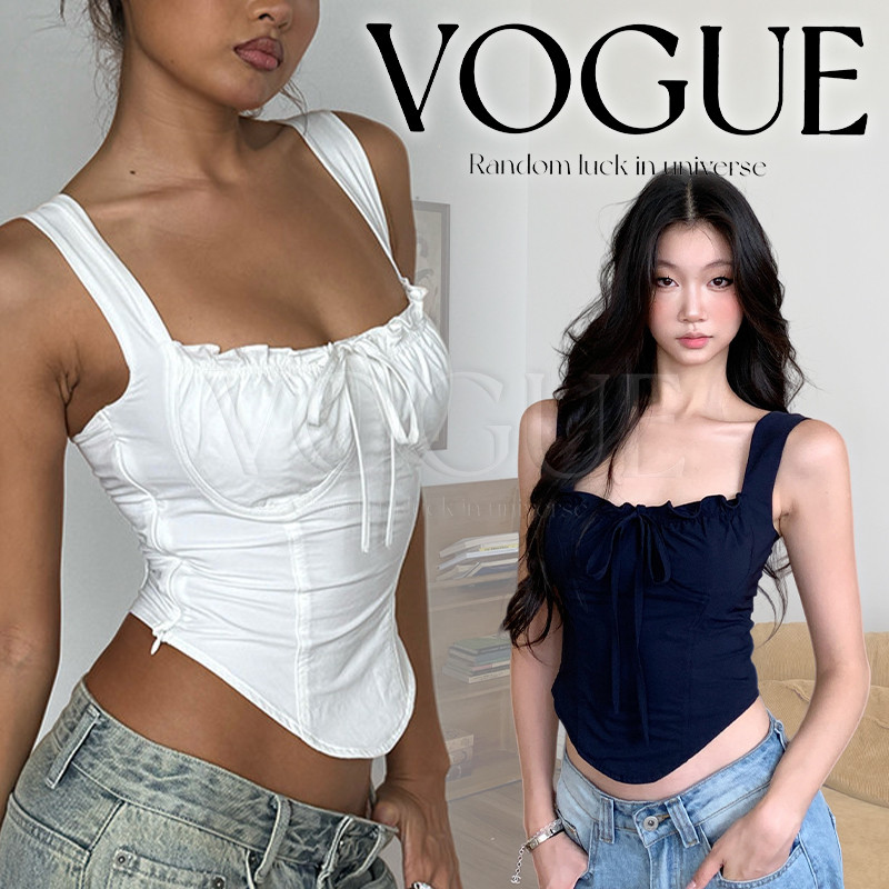 Vogue พร้อมส่ง เสื้อคอร์เซ็ท สายเดี่ยวรัดรูป มี2สีดีไซน์เซ็กซี่ ใส่สวย (FY5141)