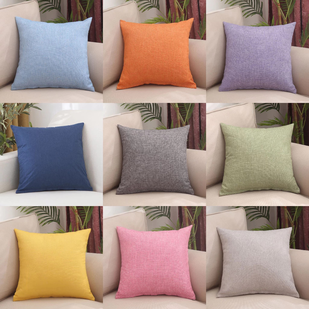 ปลอกหมอนผ้าลินิน สีพื้น นุ่มสบาย ยืดหยุ่นได้ดี ปลอกหมอน สไตล์นอร์ดิก มีซิป ถอดซักได้