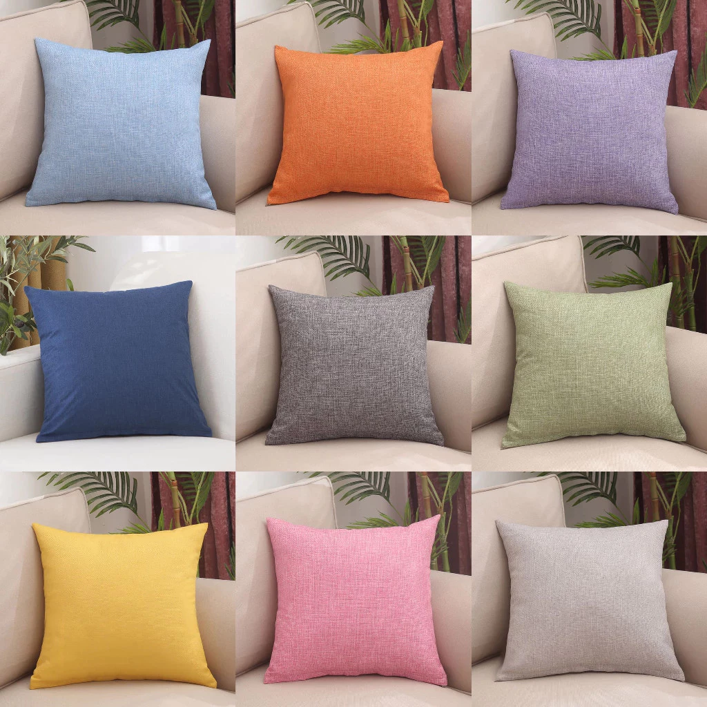 ปลอกหมอนผ้าลินิน สีพื้น นุ่มสบาย ยืดหยุ่นได้ดี ปลอกหมอน สไตล์นอร์ดิก มีซิป ถอดซักได้