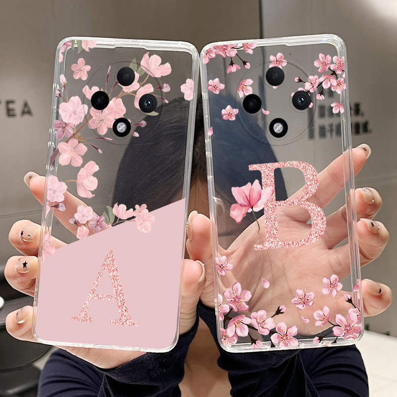 กรณีตัวอักษรสําหรับ OPPO F27 Pro 5G/F27 Pro + 5G/F27 Pro Plus แฟชั่นดอกไม้ปกหลังโปร่งใสซิลิโคนนุ่ม T