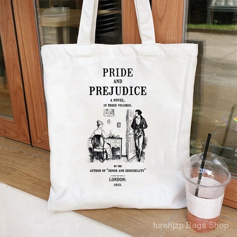 Jane Austen Tote Bags Vintage Pride and Prejudice Shopping Bag Pemberley Mr Darcy Bookish Torravel B