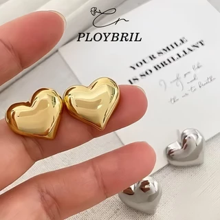 PLOYBRIL สไตล์ใหม่ Simple Glossy Love Heart ต่างหูหญิง Niche Design ต่างหูระดับไฮเอนด์ E017