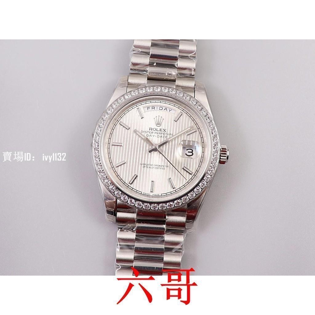 Rolex Rolex (Rolex Rolex ) EW Rolex Rolex Day Date 401 หน้าปัดทอง 6 และ 9 เหลี่ยมเพชร 2 ชนิดหอยนางรม