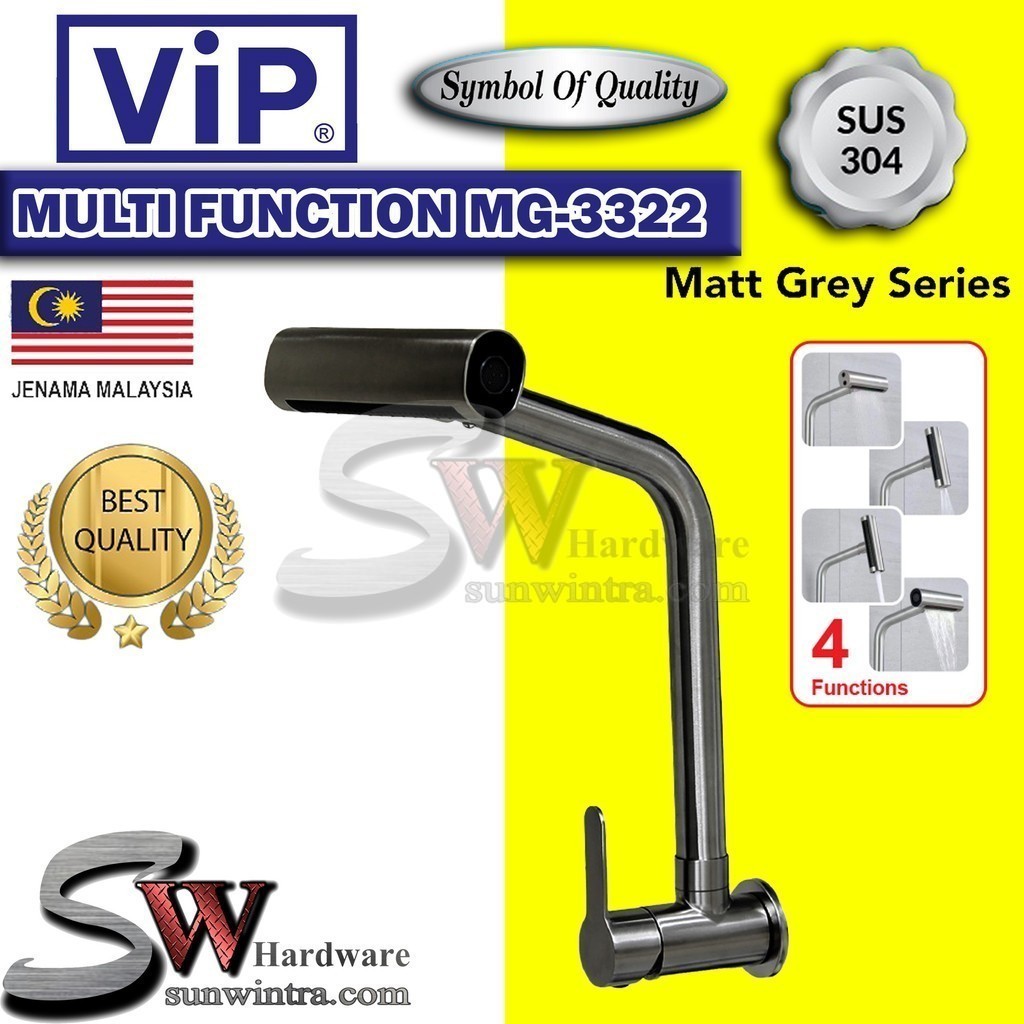 VIP SUS304 MATT GREY MULTI FUNCTION WALL SINK TAP MG-3322 MG3322 TAP SINKI FILTER TAP KITCHEN FILTER