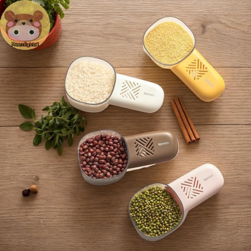 Moonlights1 Kitchen Rice Scoop มัลติฟังก์ชั่นความชื้นและแมลงป้องกันธัญพืชขุดก๋วยเตี๋ยว Scoop ขนาดวัด