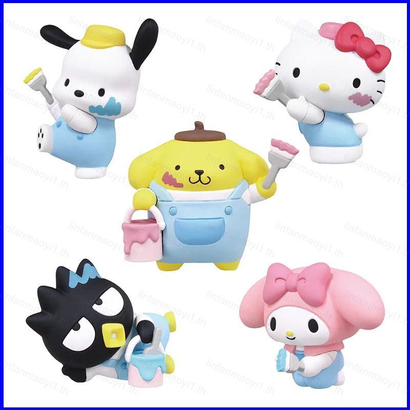 LF1 5pcs Sanrio จิตรกร Series Action Figure Melody Kitty Purin Pachacco XO ตุ๊กตาของเล่นสําหรับของขวัญเด็กตุ๊กตา FL1