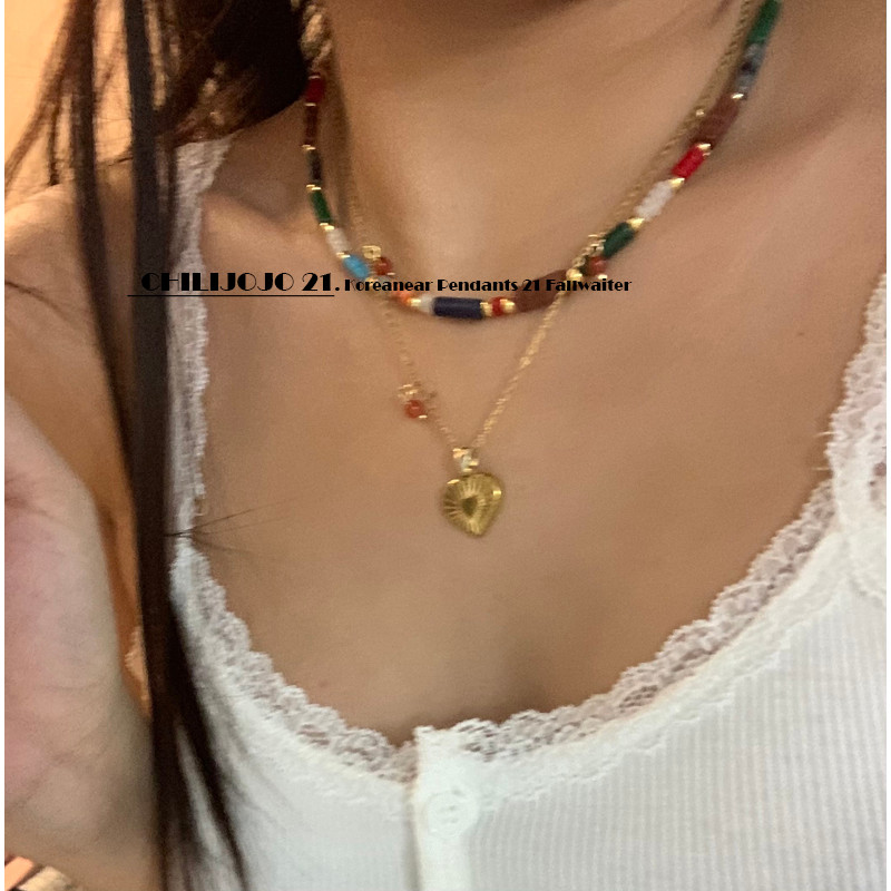 CHILIJO/4/13/du Home Original Style ~ Bohemian Style สีสันลูกปัดหัวใจซ้อนสร้อยคอ