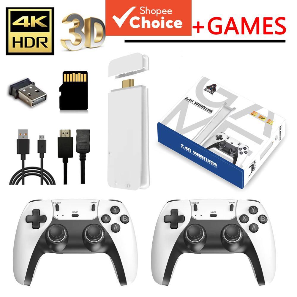 SALANGE M8 4K Pro Game Stick 64G 30000+ คอนโซลวิดีโอเกม 2.4G จอยไร้สายคู่ 4K เกมย้อนยุค ทีวีสติ๊ก เก