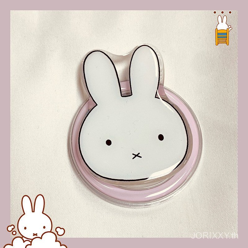 เส้นน่ารัก Miffy Rabbit Avatar วงเล็บแม่เหล็กเหมาะสําหรับโทรศัพท์มือถือ MagSafe การดูดซับที่แข็งแกร่งเดสก์ท็อป Laz
