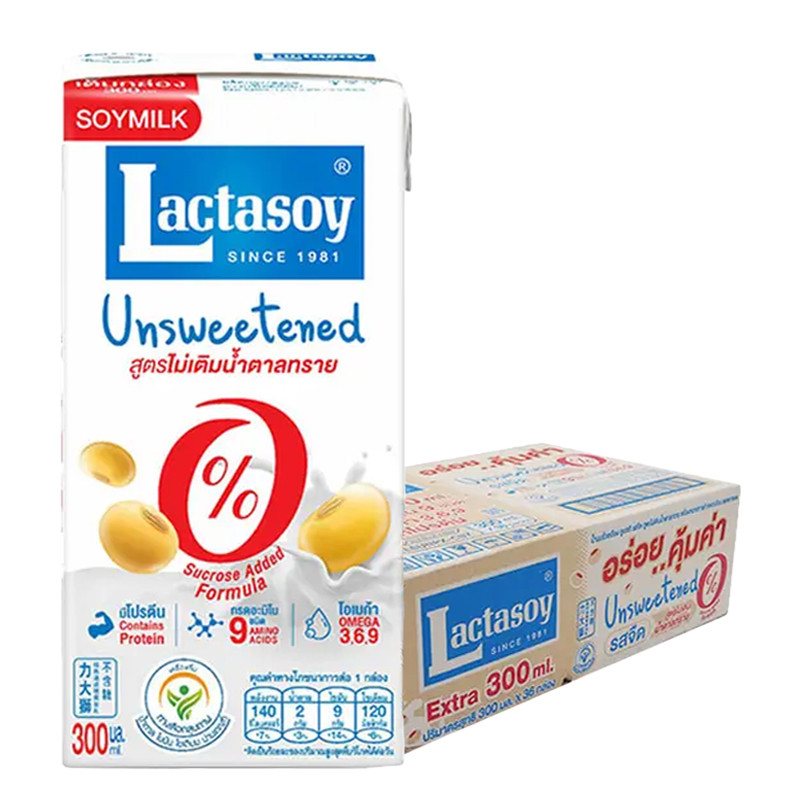 แลคตาซอย นมถั่วเหลือง รสจืด 300 มล. x 36 (LACTASOY Soy Milk Unsweetened 300 ml x 36)