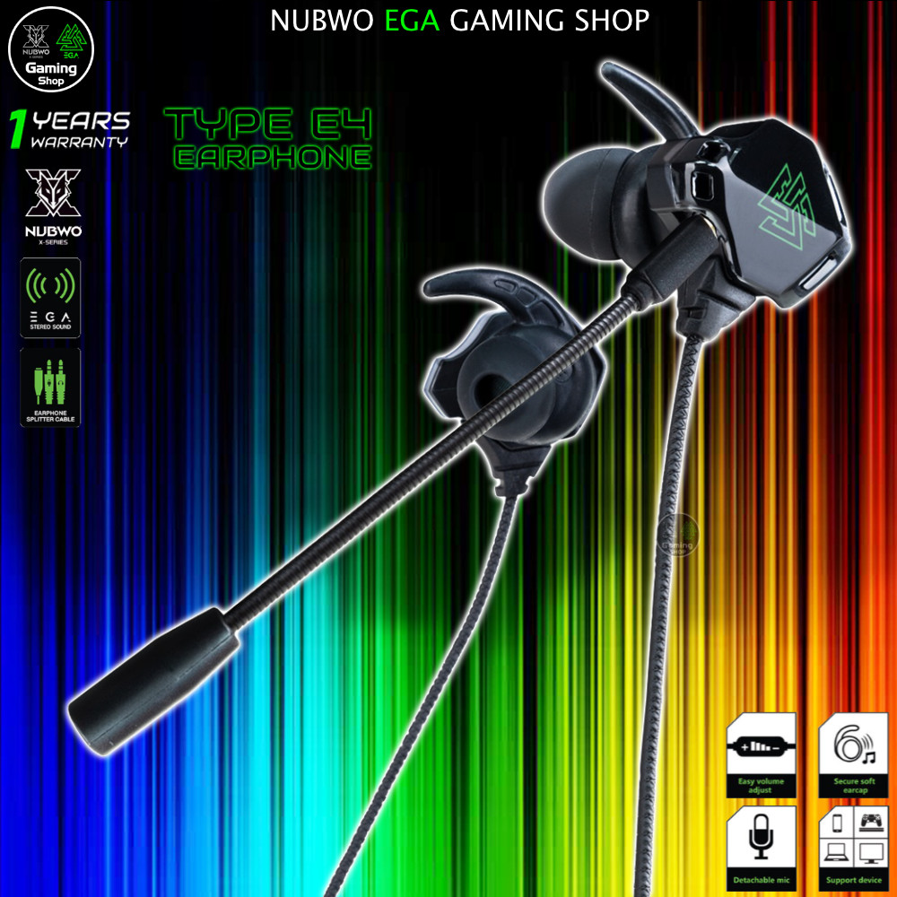 🎮 GAMING NUBWO EGA TYPE E4 IN EAR Earphone Gaming หูฟังอินเอียร์ ใช้งานง่าย พกพาสะดวก เหมาะสำหรับเล่นเกมส์ใช้งานง่าย