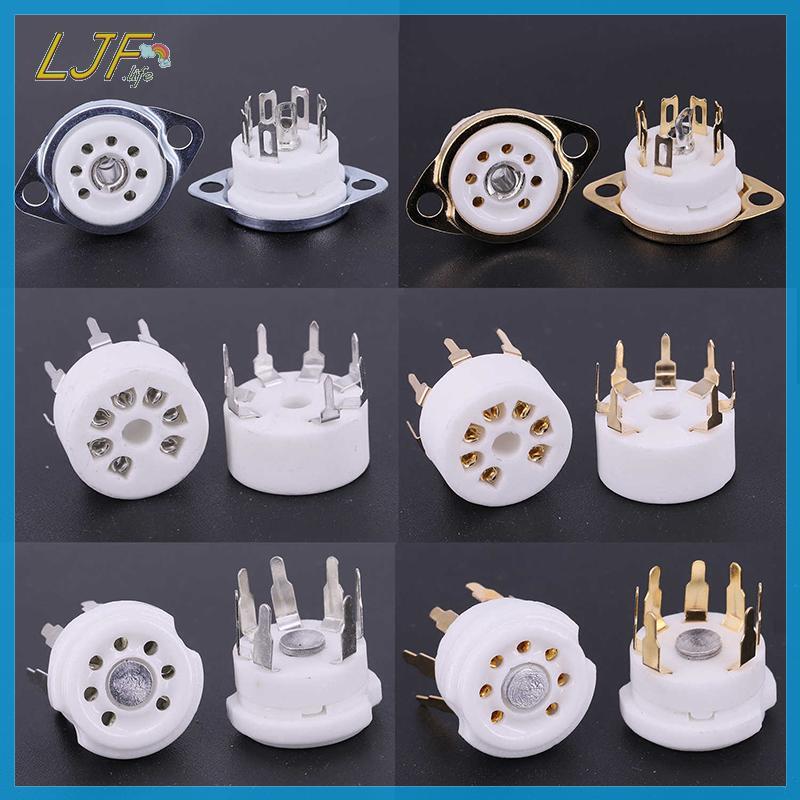 LJF 1PCS 6AQ5 EAA91 6J1 6J2 6X4 6Z4 ซ็อกเก็ตหลอด Gold-plated ซ็อกเก็ตสําหรับ 7Pin B7G เครื่องขยายเสี