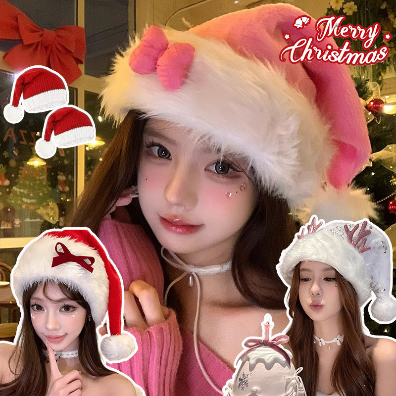 Christmas Hat เหมวกคริสมาส หมวกคริสต์มาส เขากวางเรนเดียร์ เลื่อม ลายเกล็ดหิมะ หมวกซานตาคลอส อุปกรณ์คริสต์มาส